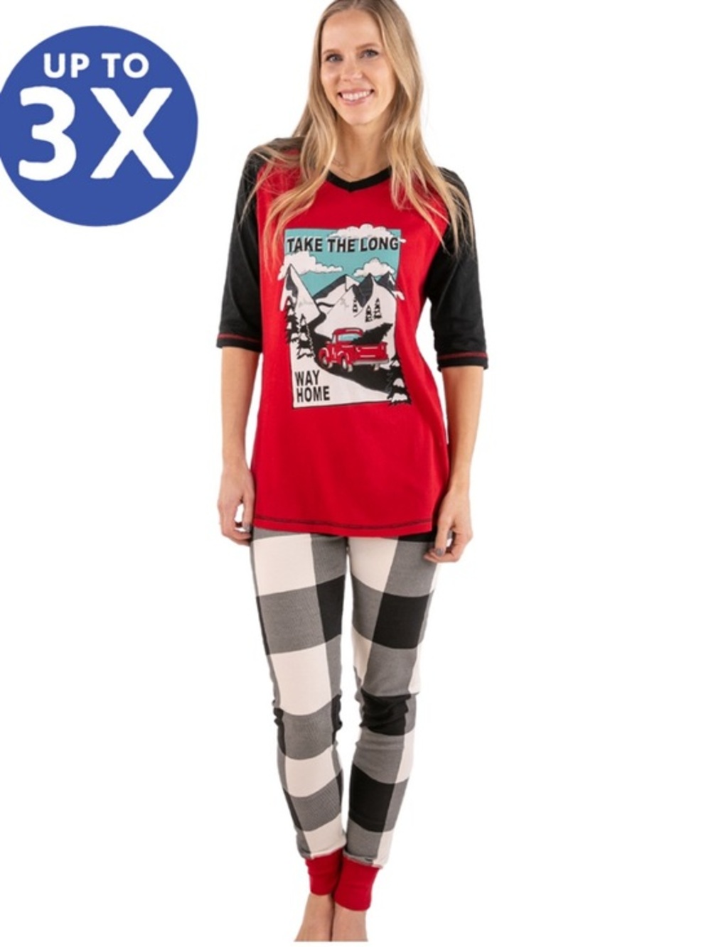 Lazy One Red & Black 'Take The Long Way Home' Women's Pajama Set